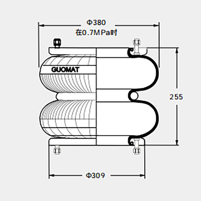 産業懸濁液の空気はゴム製空気ばね2H350255衝撃を与える二重複雑な14pcs M10のボルトにはねる